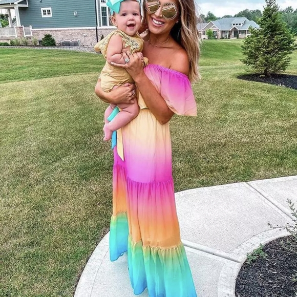 NWT Rainbow Ombre Boho Maxi Summer Dress S: Sm-Med - Picture 5 of 14
